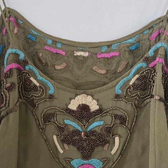 Matthew Williamson Beaded Green Sleeveless Tank Top Size 8 Small b170 - Picture 7 of 11